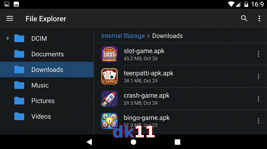 Main screen of Dk11 gameapk page for PK players